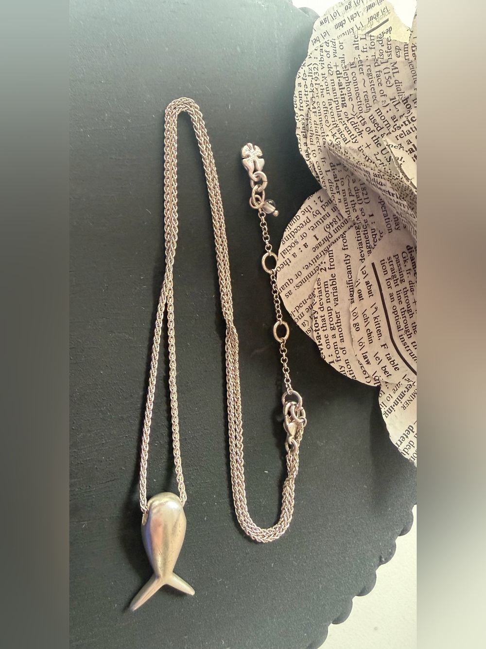 Lucky Brand Silver Minimalist Fish Pendant Necklace